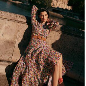 Boden Tiered Maxi Dress Cherry Red Ditsy Floral